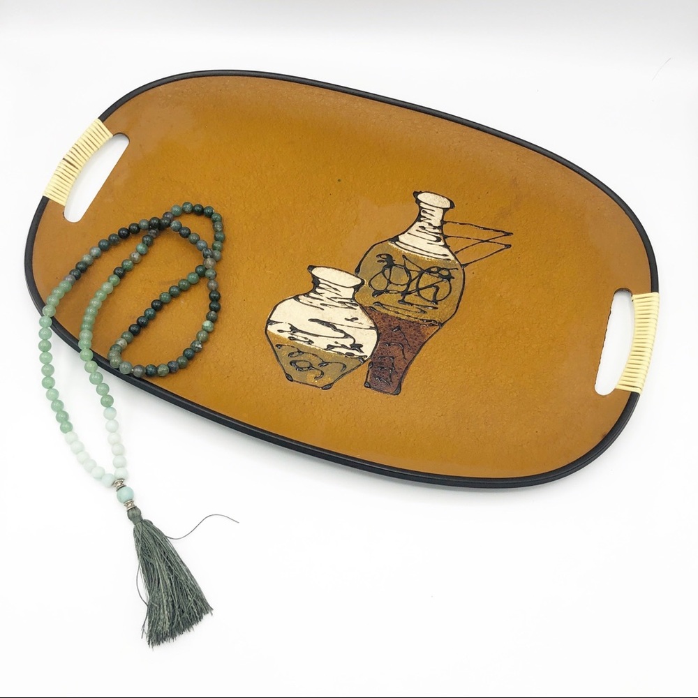 Vintage Japanese Hand Painted Wood Tray